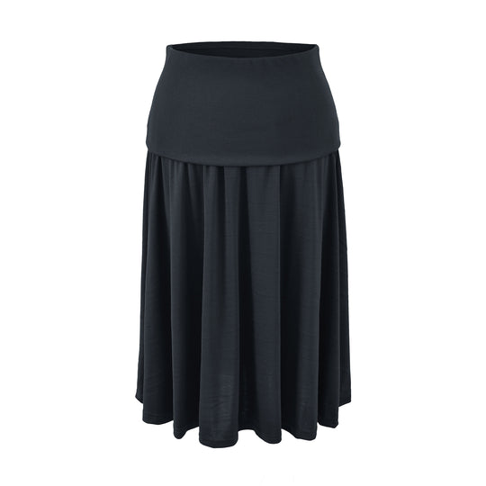 Damen Langer Jersey-Maxirock mit breitem Umschlagbund und weich fallenden Falten Nord Taschen