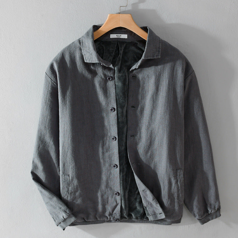 Herren Gefütterte Overshirt-Jacke aus Leinen-Mix Nord Taschen