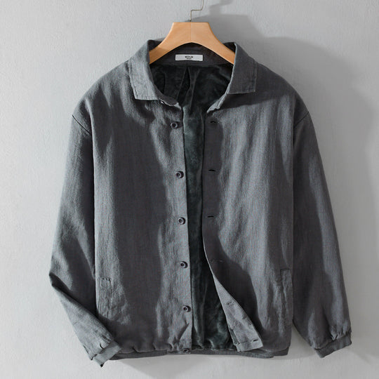 Herren Gefütterte Overshirt-Jacke aus Leinen-Mix Nord Taschen