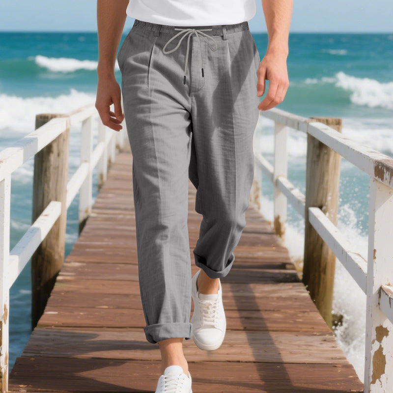 Herren leichte, atmungsaktive Strandhose mit verstellbarem Kordelzug und praktischen seitlichen Taschen