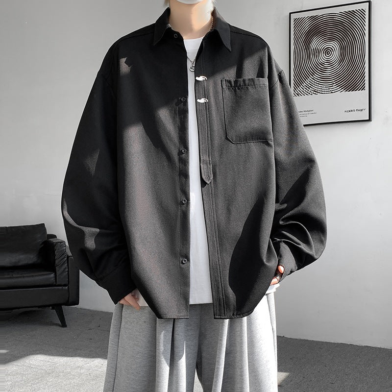 Unisex Oversize Hemdjacke im minimalistischen Utility-Look mit Brusttasche und verdeckter Knopfleiste Nord Taschen