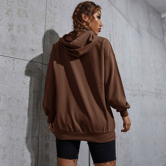 Damen Oversize-Kapuzenpullover im Collegestyle mit Kängurutasche, Retro-Logoprint und French-Terry-Futter Nord Taschen