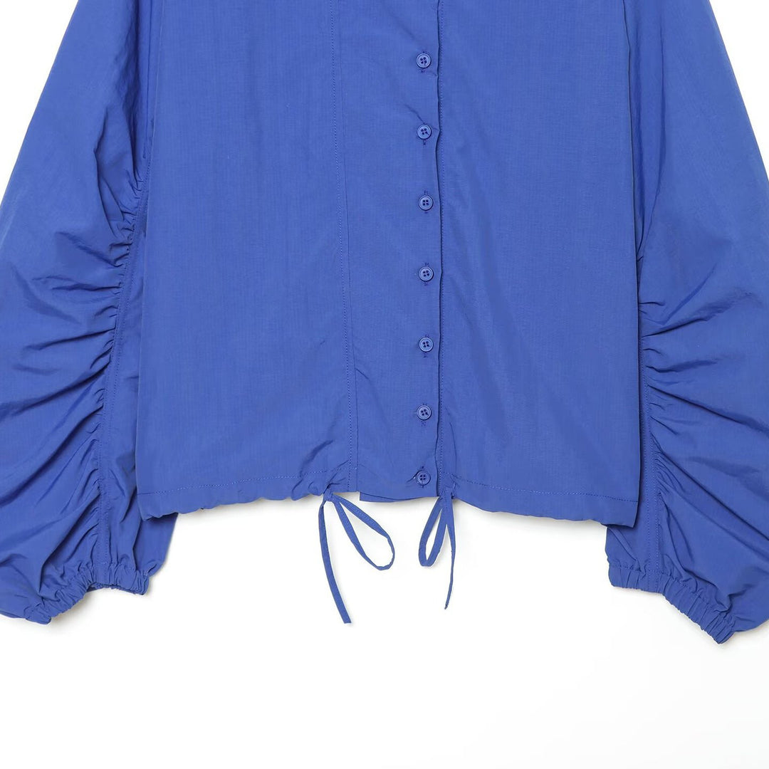 Damen Kurzjacke mit gerafften Ballonärmeln, Stehkragen und Tunnelzug Nord Taschen