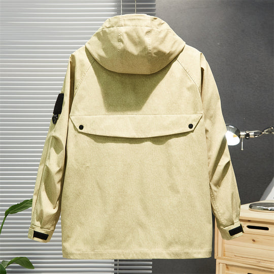 Herren Wasserabweisende Utility-Jacke mit Kapuze, verdecktem Reißverschluss & multifunktionalen Taschen Nord Taschen