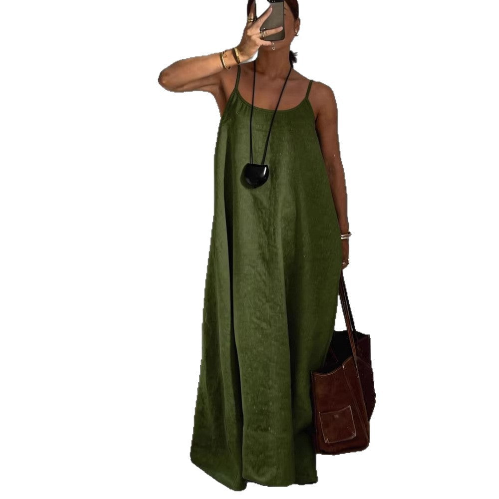 Damen luftiges Leinen-Maxikleid Nord Taschen