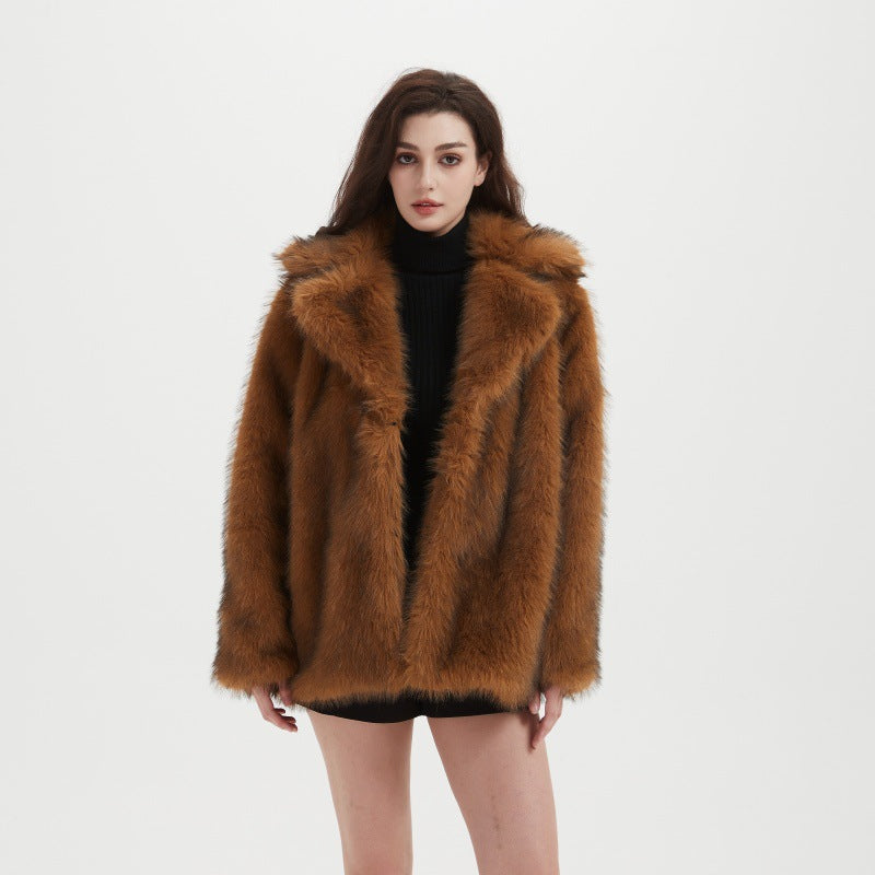 Damen Kurzer Boxy-Faux‑Fur‑Cardigan mit dichtem Hochflor und offener Front Nord Taschen