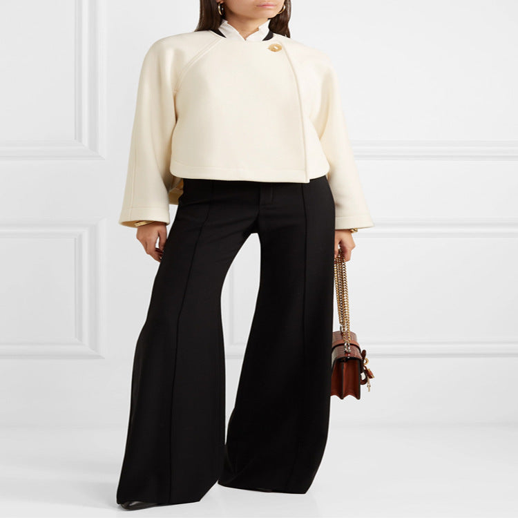 Damen Weitgeschnittene High‑Waist Palazzohose mit Bügelfalte Nord Taschen