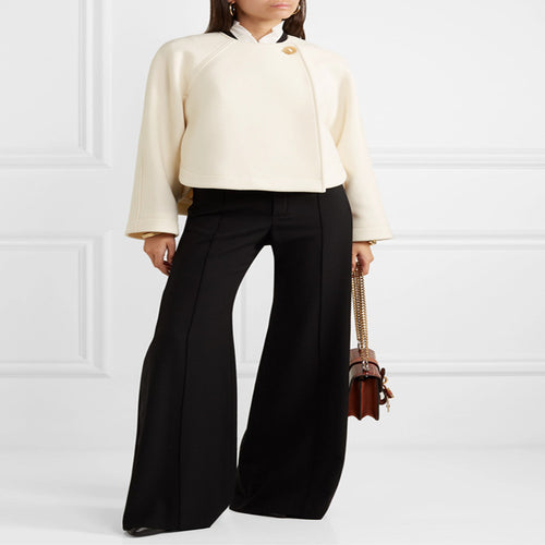 Damen Weitgeschnittene High‑Waist Palazzohose mit Bügelfalte Nord Taschen