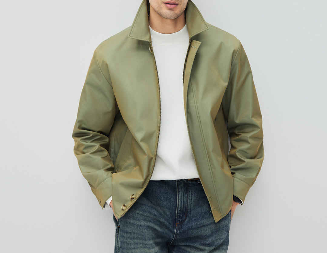 Herren Kurzjacke im modernen Harrington‑Stil mit Stehkragen und verdecktem Reißverschluss Nord Taschen