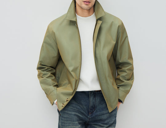 Herren Kurzjacke im modernen Harrington‑Stil mit Stehkragen und verdecktem Reißverschluss Nord Taschen