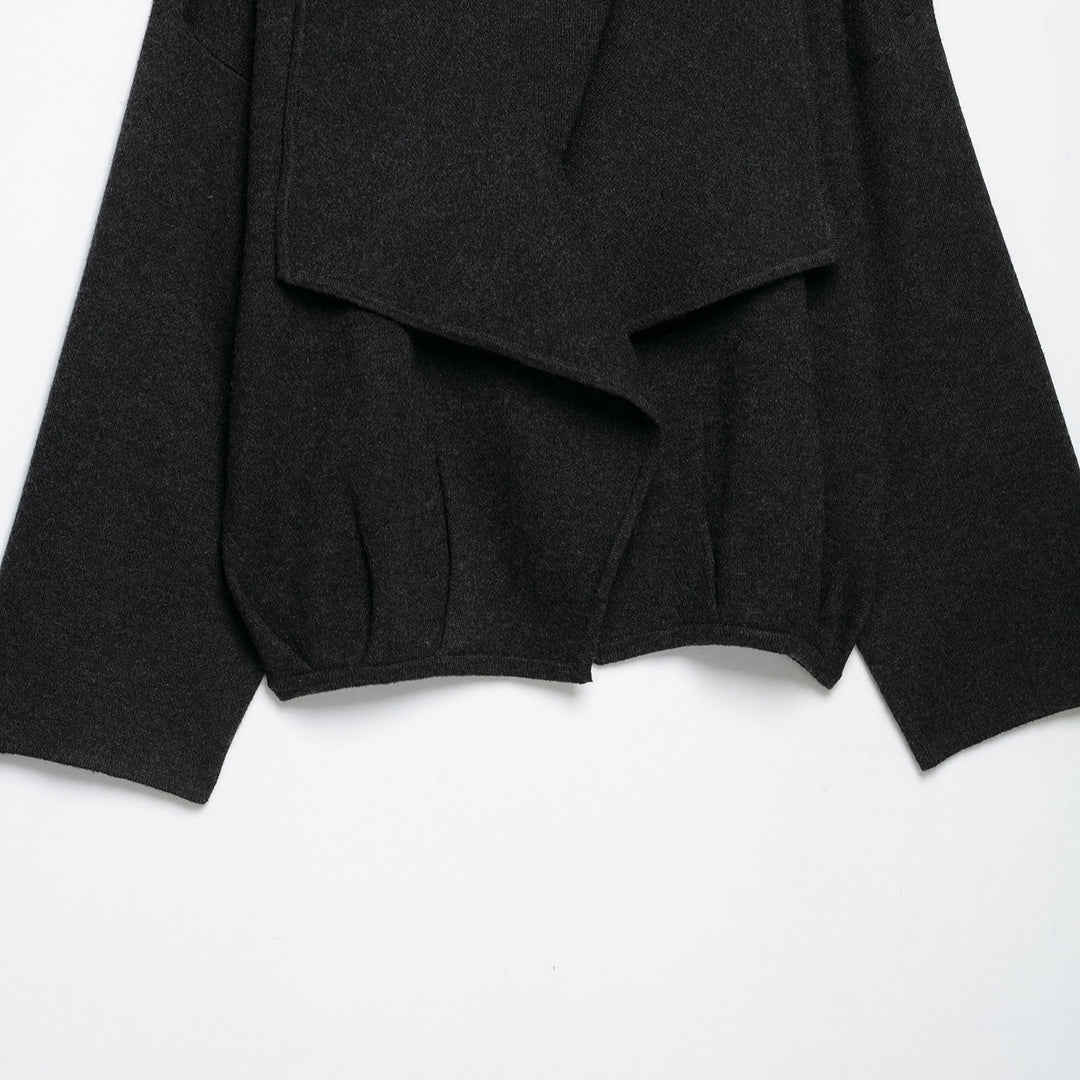 Damen Kurz geschnittener offener Wollmix-Cardigan mit großem Schalkragen und kastiger Cropped‑Silhouette Nord Taschen