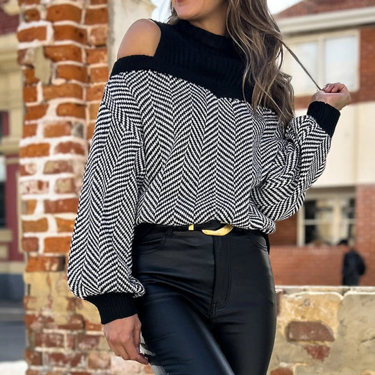 Damen Modischer Pullover mit Schulterauschnitten Nord Taschen