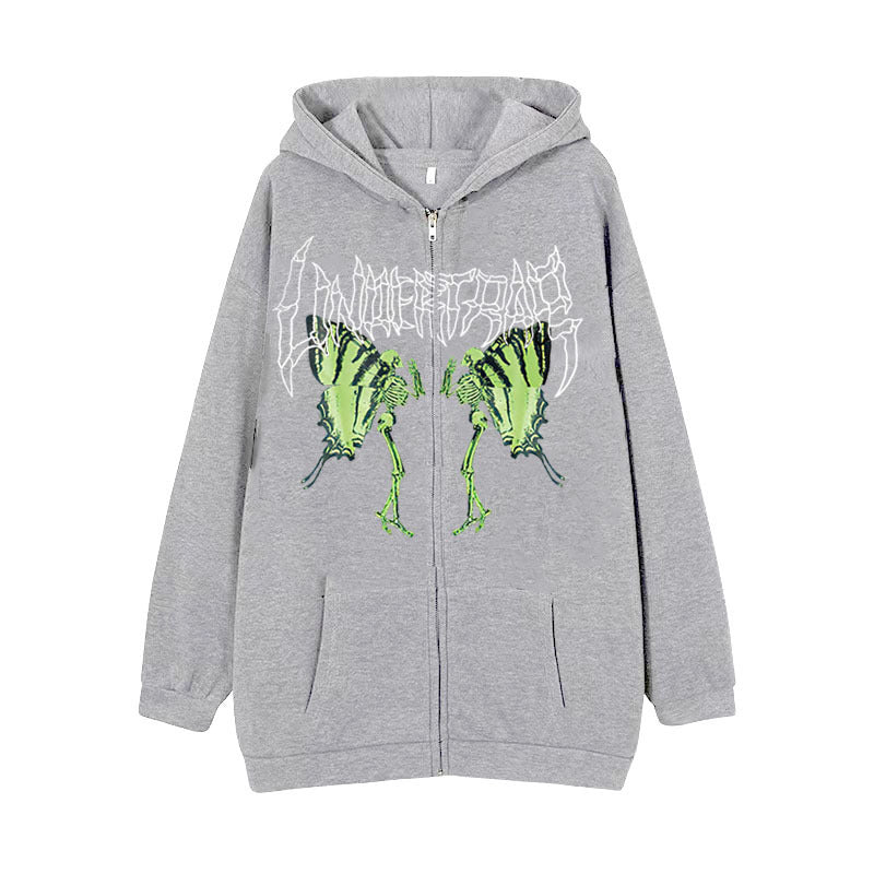 Damen nan Kapuzenjacke mit durchgehendem Reißverschluss und Rippenherz-Print Nord Taschen