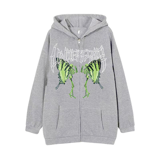 Damen nan Kapuzenjacke mit durchgehendem Reißverschluss und Rippenherz-Print Nord Taschen