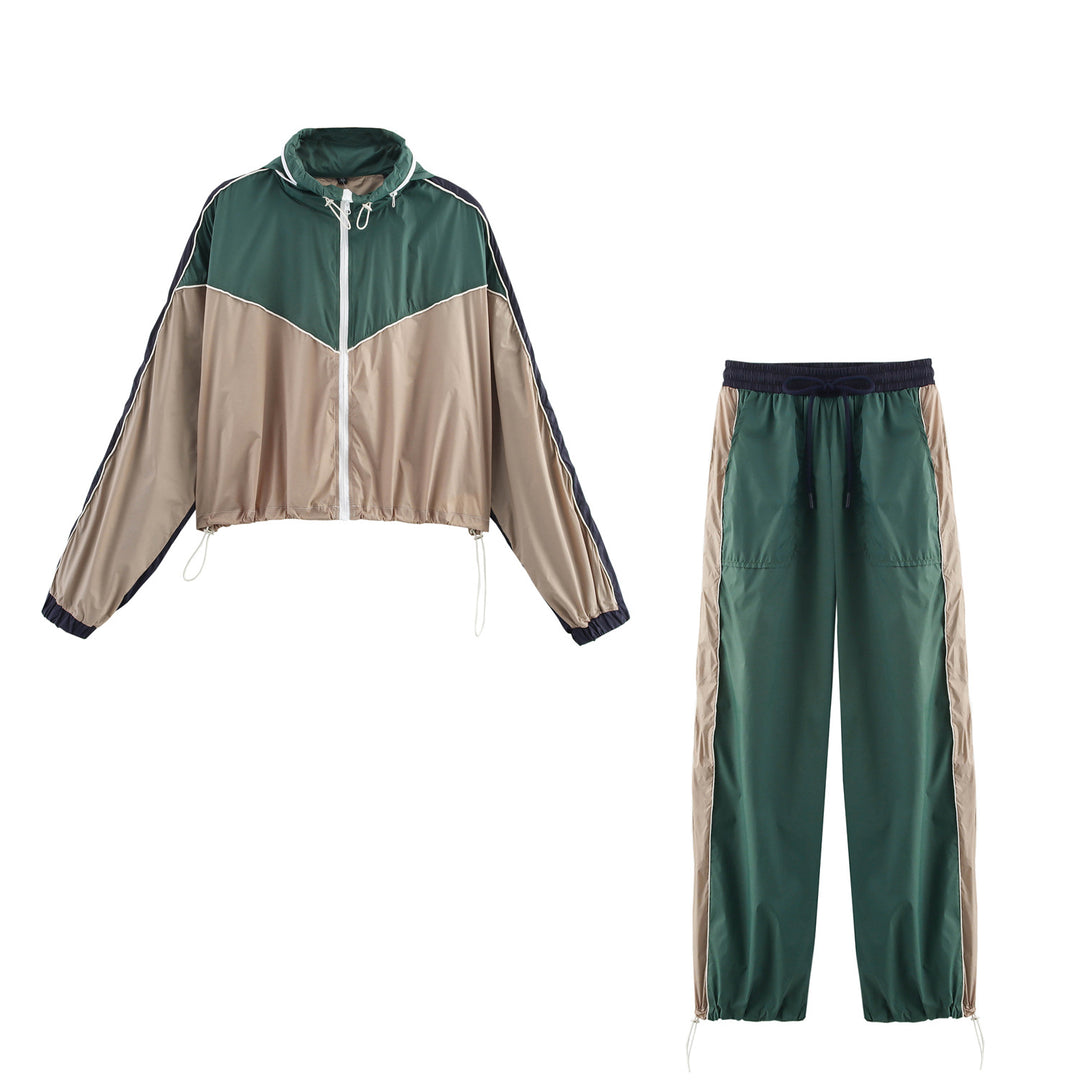 Damen Leichte Nylon-Trainingshose mit Kontrastseiten, Tunnelzug und verstellbarem Beinabschluss Nord Taschen