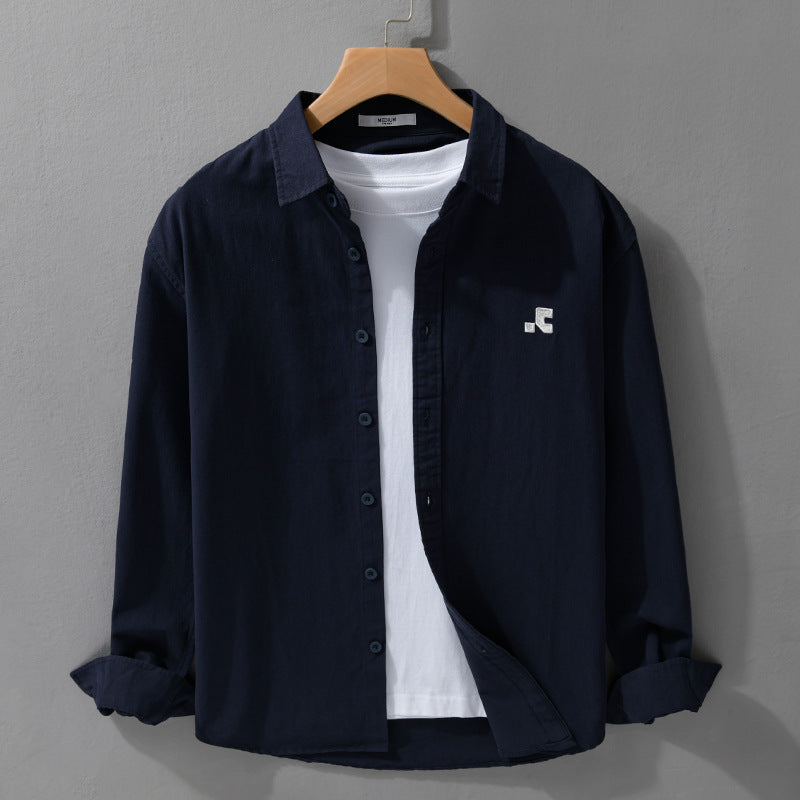 Herren Lässiges Baumwoll-Overshirt mit Kentkragen, dezentem Sticklogo und Relaxed‑Fit Nord Taschen