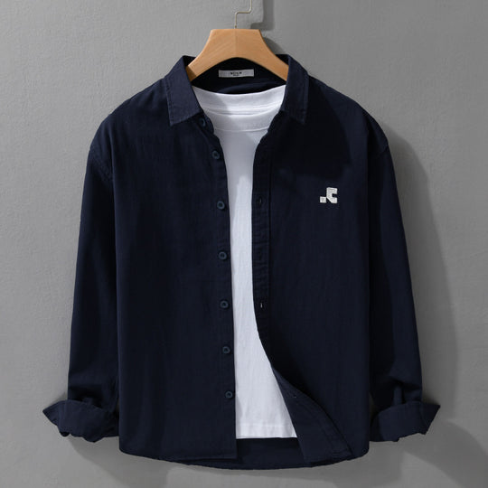 Herren Lässiges Baumwoll-Overshirt mit Kentkragen, dezentem Sticklogo und Relaxed‑Fit Nord Taschen