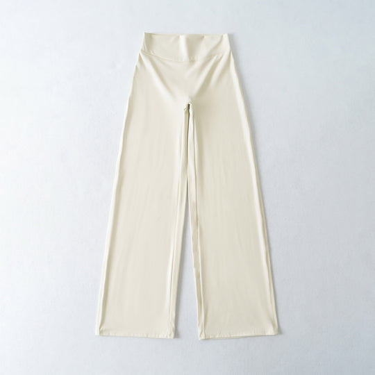 Damen Weite High Waist Loungehose aus Stretchjersey mit fließendem Schlag Nord Taschen