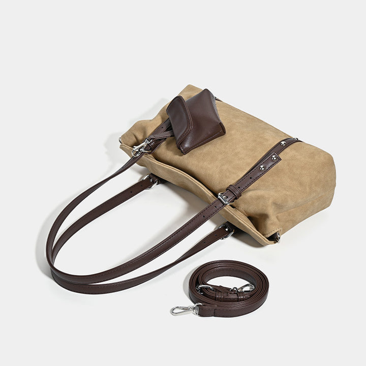 Damen Hobo-Tasche aus strapazierfähigem Wildleder mit abnehmbarem Miniclutch Nord Taschen