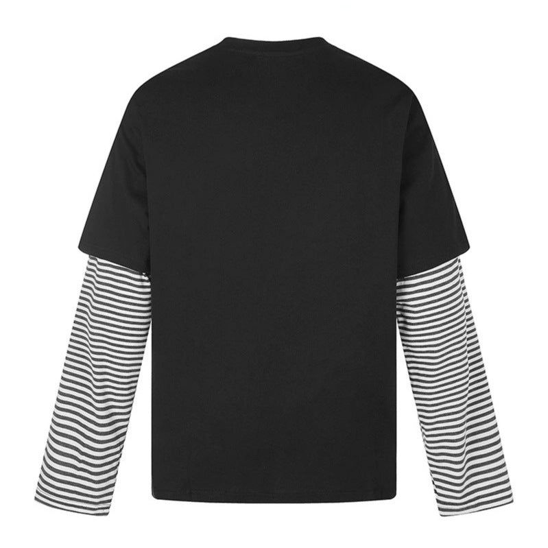 Damen Lagen-Langarmshirt mit gestreiften Einsatzärmeln und Vintage-Print Nord Taschen
