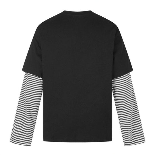 Damen Lagen-Langarmshirt mit gestreiften Einsatzärmeln und Vintage-Print Nord Taschen