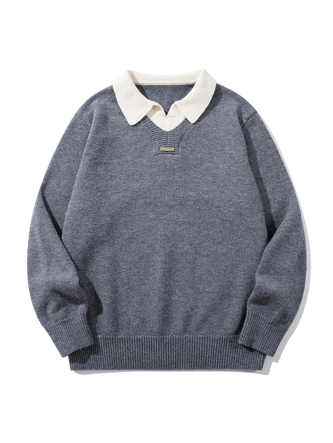 Herren Boxy-Strickpullover mit Polokragen und V‑Einsatz Nord Taschen