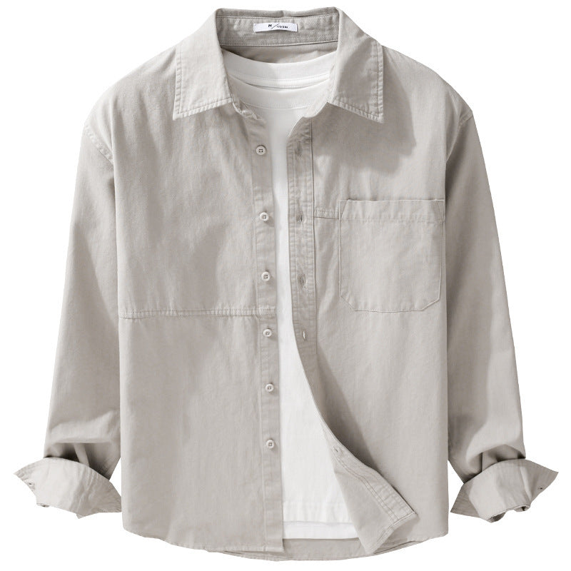 Herren Leichtes Hemdjacken-Overshirt aus gewaschenem Baumwoll-Twill mit Brusttasche Nord Taschen