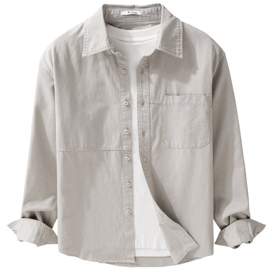 Herren Leichtes Hemdjacken-Overshirt aus gewaschenem Baumwoll-Twill mit Brusttasche Nord Taschen