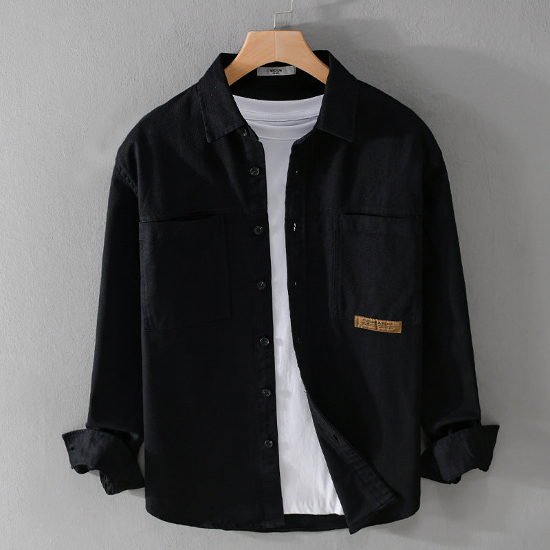 Herren Overshirt-Hemd aus strukturiertem Baumwoll-Twill mit aufgesetzten Brusttaschen und relaxed Fit Nord Taschen