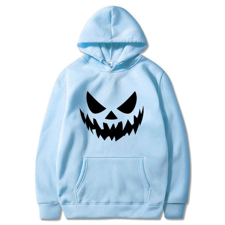 Unisex Kapuzenpullover mit gruseligem Kürbisgesicht-Print und Oversize Kängurutasche Nord Taschen