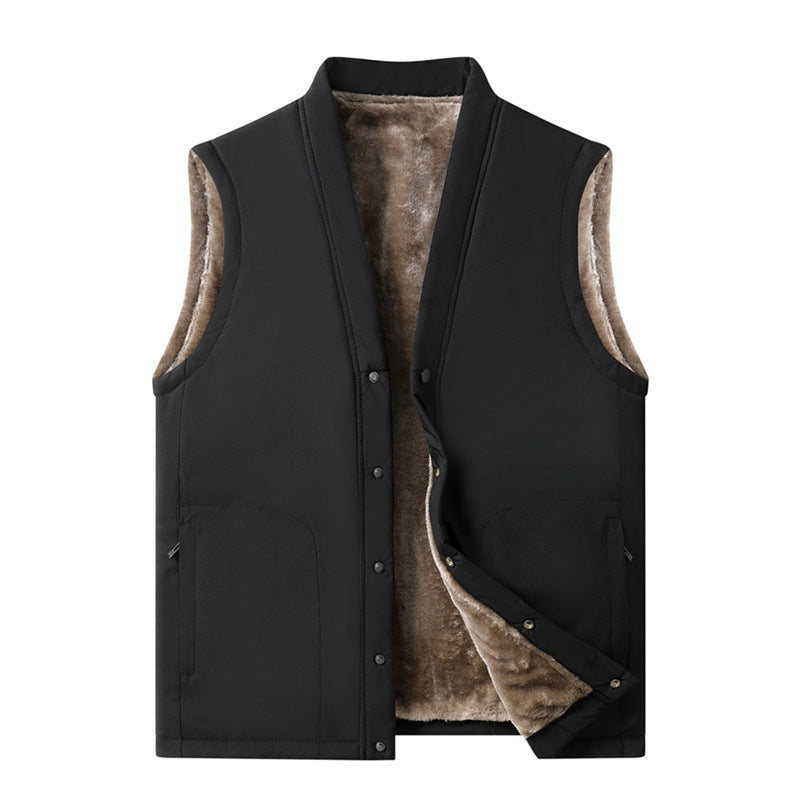 Herren Thermische Steppweste mit Kunstfell-Innenfutter, Druckknopfblende & verdeckten Eingrifftaschen Nord Taschen