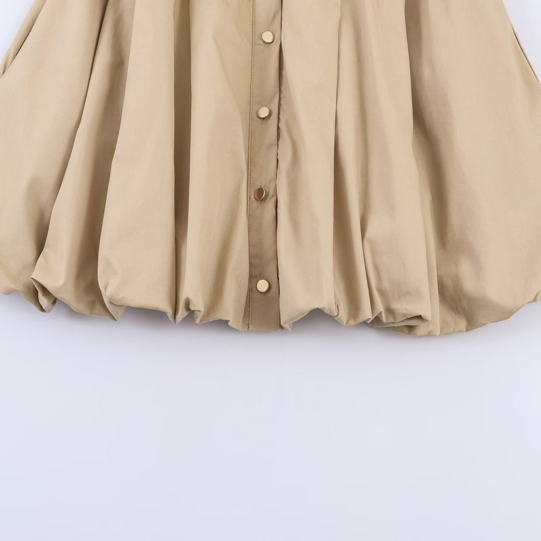 Damen Hemdblusenkleid mit Plissée-Rock und seitlichen Ziergurten Nord Taschen