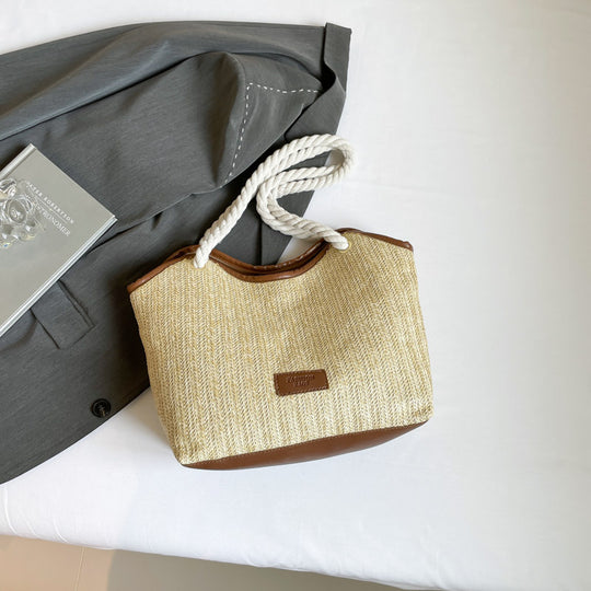 Damen Strandtasche mit robustem Baumwollgewebe und stylischem geflochtenem Griff Nord Taschen