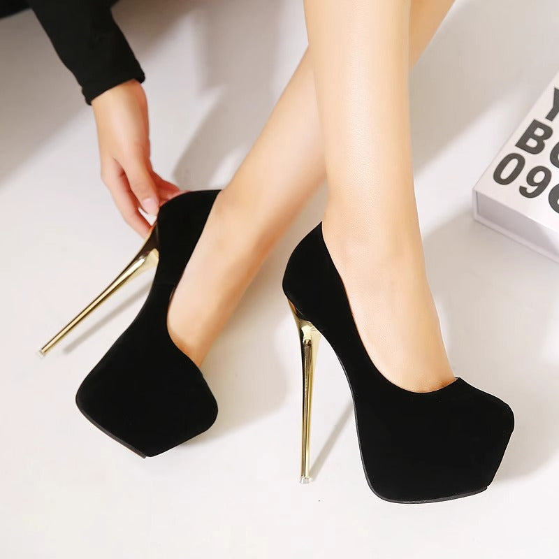 Damen Plateau-Heels mit goldener Absatzverzierung