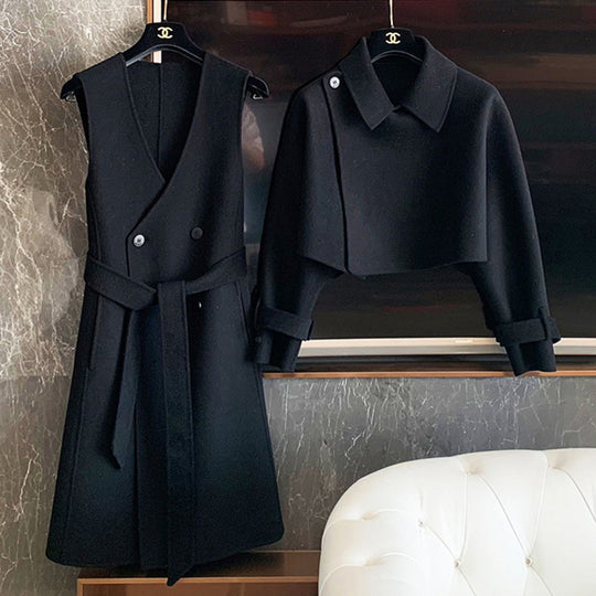 Damen Elegante Übergangsjacke mit Taillengürtel Nord Taschen