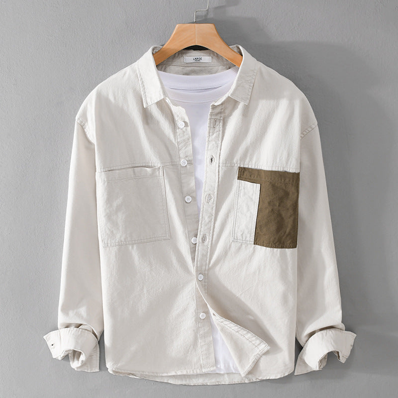 Herren Leichtes Baumwoll-Overshirt mit Kontrast-Brusttasche und Relaxed-Fit Nord Taschen
