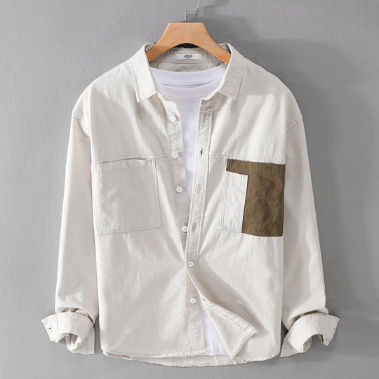 Herren Leichtes Baumwoll-Overshirt mit Kontrast-Brusttasche und Relaxed-Fit Nord Taschen