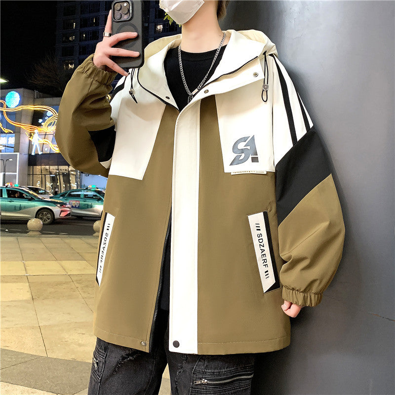 Herren Oversize-Windbreaker mit Kapuze, sportlichem Frontprint und Kontrastpanelen Nord Taschen