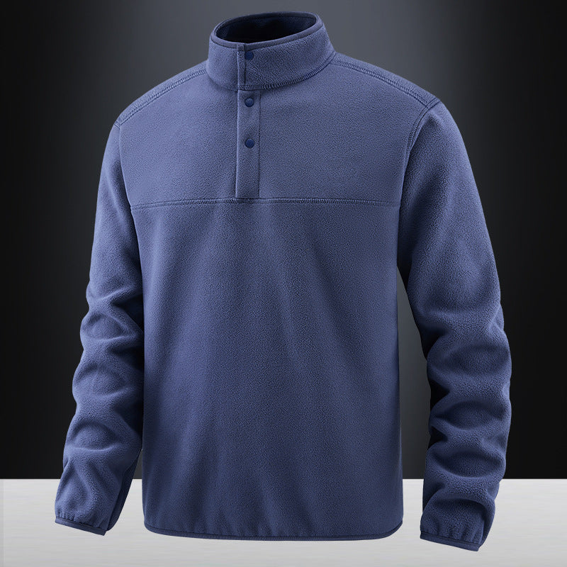 Herren Fleece-Pullover mit Stehkragen und Druckknopf-Leiste für wärmende Zwischenschicht Nord Taschen