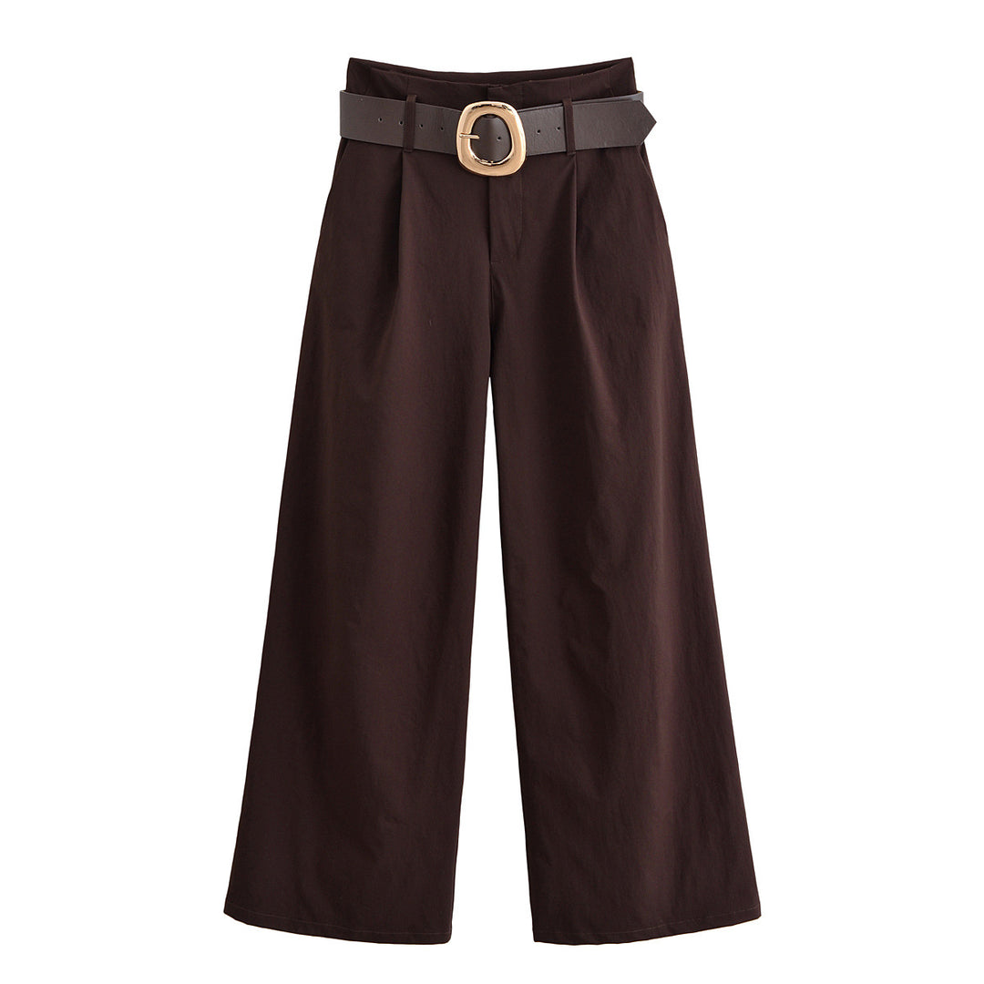 Damen Hochtaillierte Culotte-Palazzohose mit Bundfalten und breitem Ziergürtel Nord Taschen