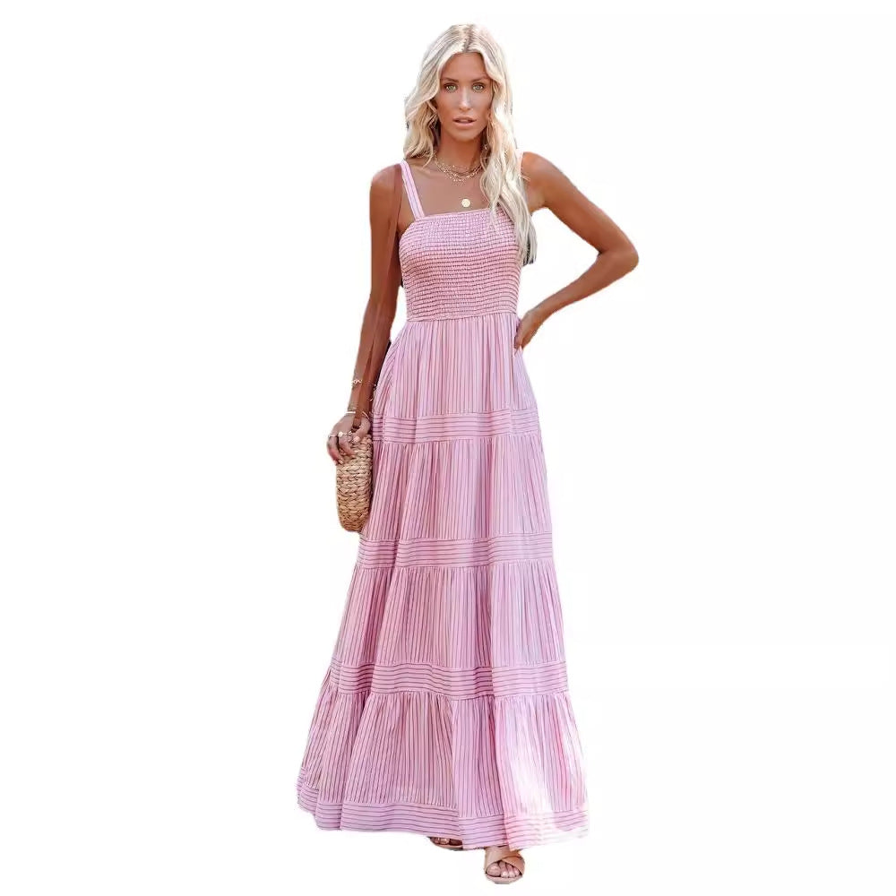 Damen Maxikleid mit leichtem Rüschenstil und elastischem Bustier