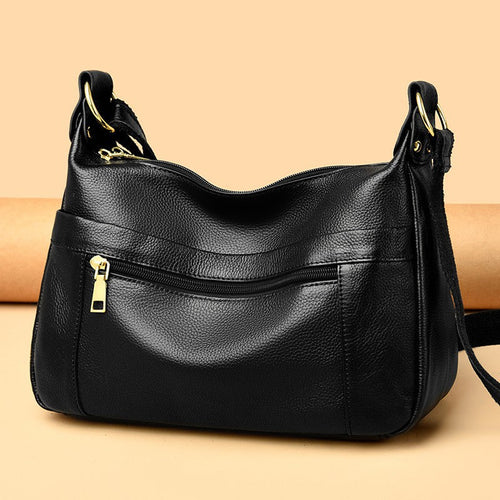 Nord Taschen | Leder-Umhängetasche für Damen - Hochwertige Schultertasche mit praktischen Reißverschlusstaschen
