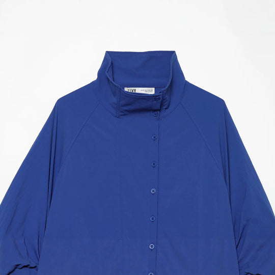 Damen Kurzjacke mit Stehkragen gerafften Ballonärmeln und Tunnelzugsaum Nord Taschen