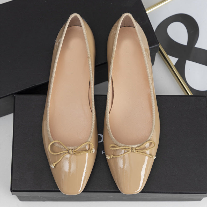 Damen elegante Ballerinas mit feinem Lackleder-Obermaterial und modischem Schleifen-Detail Nord Taschen