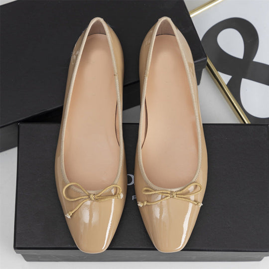 Damen elegante Ballerinas mit feinem Lackleder-Obermaterial und modischem Schleifen-Detail Nord Taschen