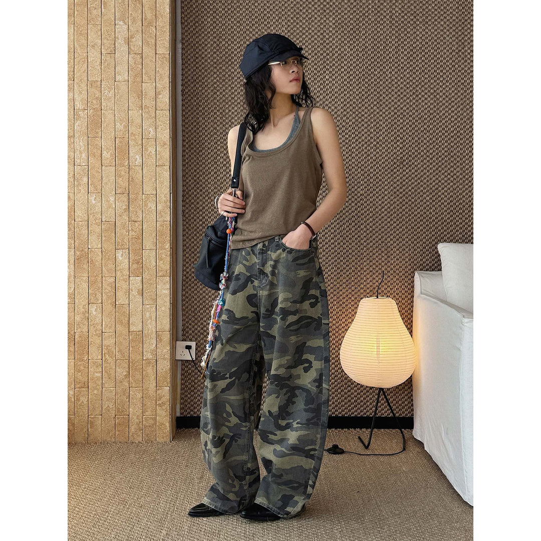 Damen Weite Cargohose im Camouflage‑Baggy‑Stil Nord Taschen