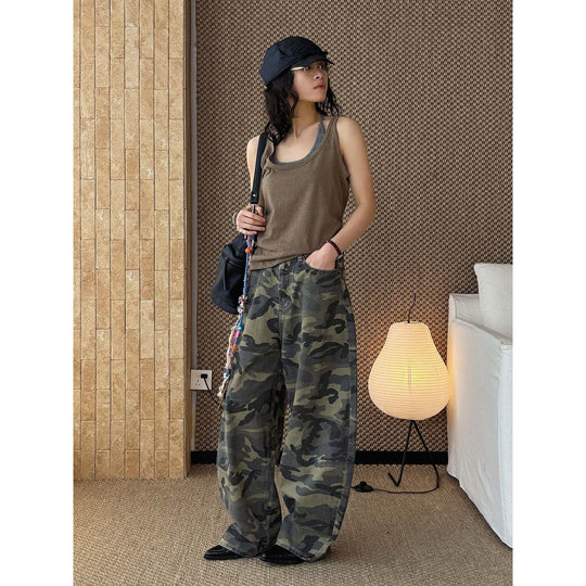 Damen Weite Cargohose im Camouflage‑Baggy‑Stil Nord Taschen