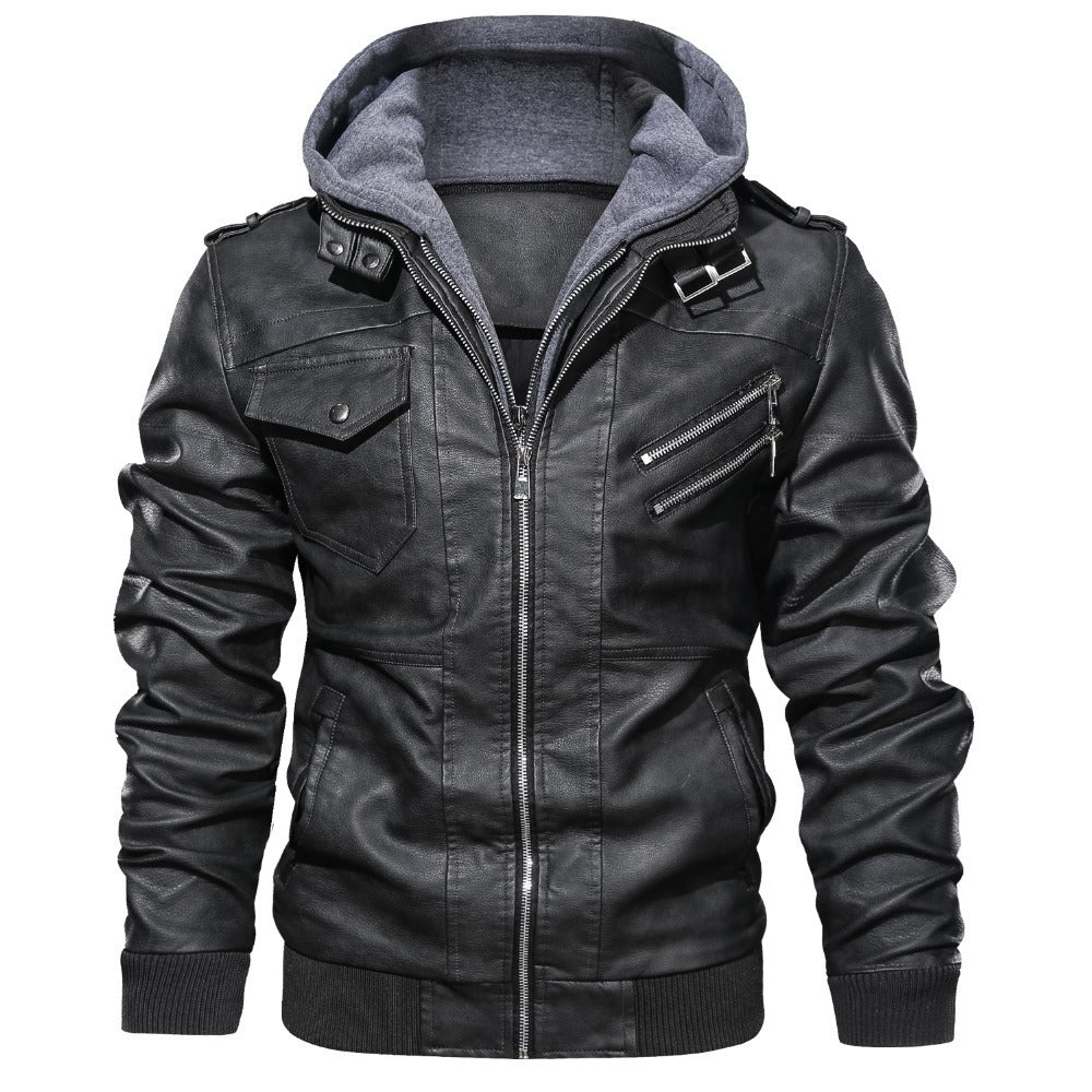Herren Piloten-Blouson aus Kunstleder mit integriertem Kapuzen-Inlay und Zipper-Details Nord Taschen