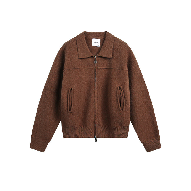 Herren Strick-Zipjacke mit Hemdkragen, Eingrifftaschen und geripptem Saum Nord Taschen