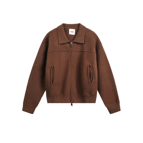 Herren Strick-Zipjacke mit Hemdkragen, Eingrifftaschen und geripptem Saum Nord Taschen